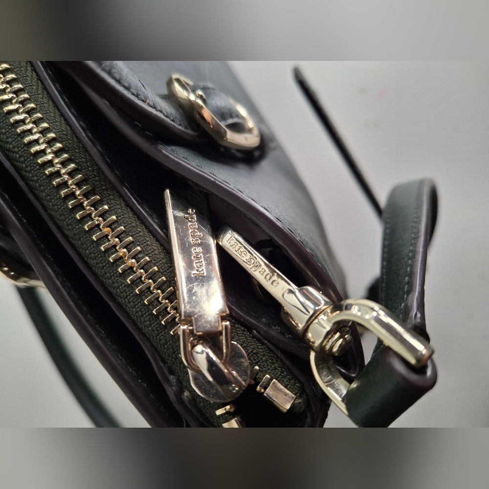 NWOT kate spade Deep Dark Green Leather Satchel with Gold Hardware - Picture 4 of 7